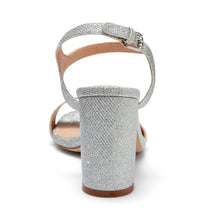 Load image into Gallery viewer, Prosecco Silver Glitter Heeled Sandal