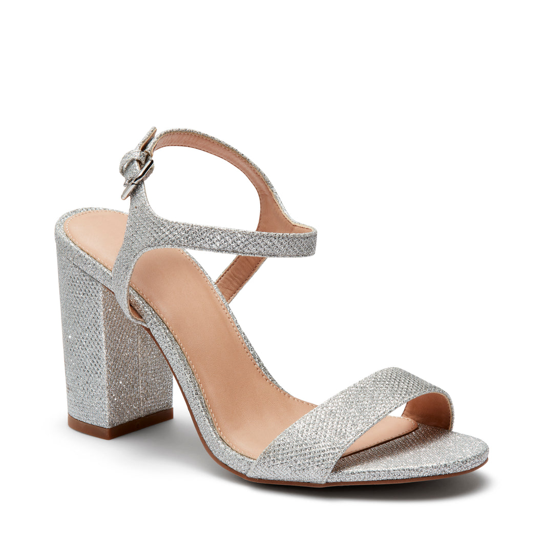 Prosecco Silver Glitter Heeled Sandal
