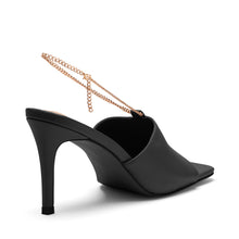 Load image into Gallery viewer, Zagar Black Chain Detail Heeled Mule
