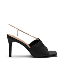 Load image into Gallery viewer, Zagar Black Chain Detail Heeled Mule
